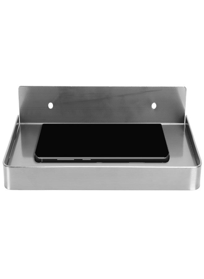 Jwthee Bathroom Cell Phone Shelf, Stainless Steel Small Floating Shelf Wall Mounted Phone Shelf Holder Small Shelf for Bathroom, Small Bathroom Wall Shelf, Mini Wall Shelf for Collectibles, 7.3x3.5in - Image 1
